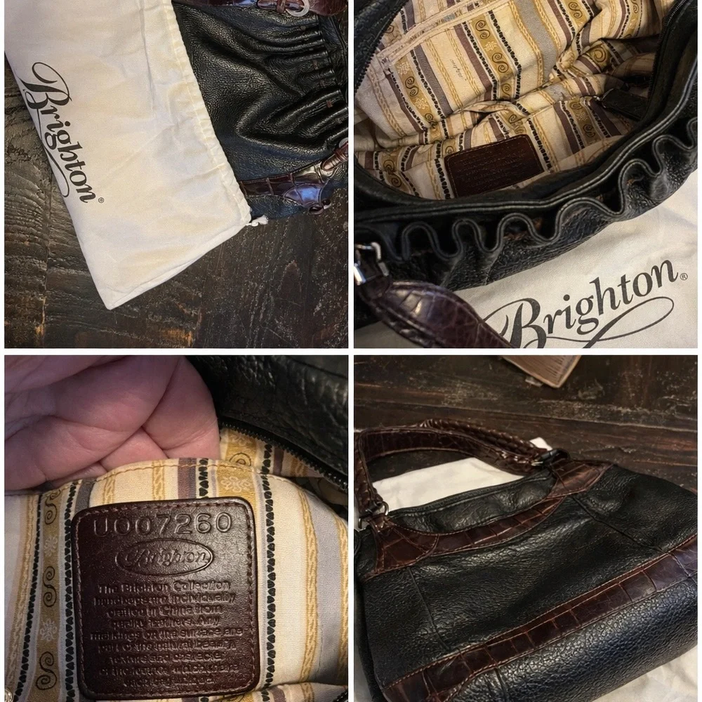 Brighton Black and Brown Leather Briefcase